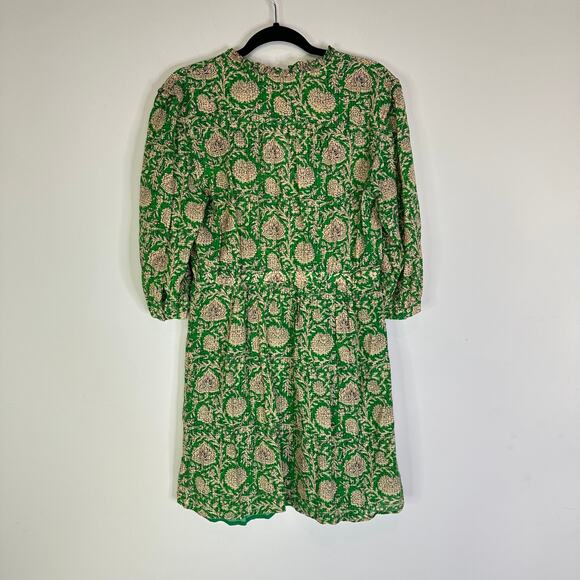BA&SH Ba & Sh Paz Floral Printed Mini Shirt Dress In Green Women’s 2 3/4 Sleeves - Picture 6 of 10